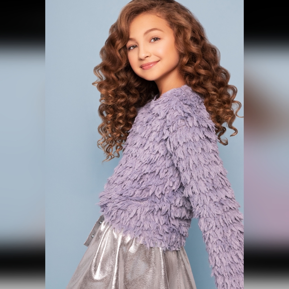 Mia New York Texture blue shaggy blouse